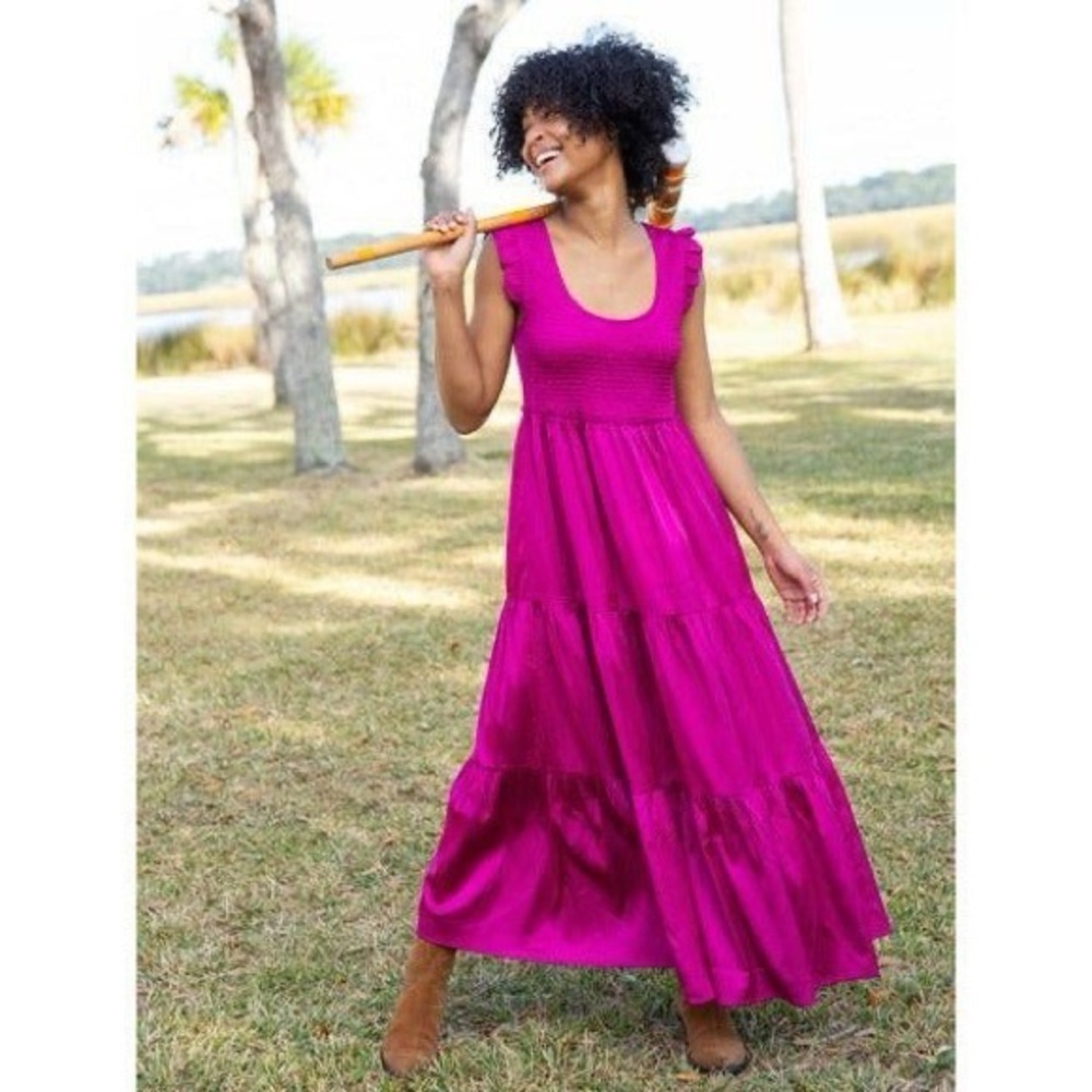 NATURAL LIFE Fuchsia Magenta Tiered Maxi Dress
